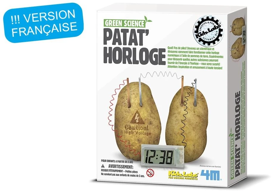 4M Kidzlabs GREEN SCIENCE: POTATO CLOCK / F R A N S T A L I G E VERPAKKING, Bevat een digitale klok, potjes, transparante tape, koper en zink strips en Gedetailleerde instructies, doos 17x22x6cm, 5+ 3 4M Kidzlabs GREEN SCIENCE: POTATO CLOCK / F R A N S T A L I G E VERPAKKING, Bevat een digitale klok, potjes, transparante tape, koper en zink strips en Gedetailleerde instructies, doos 17x22x6cm, 5+