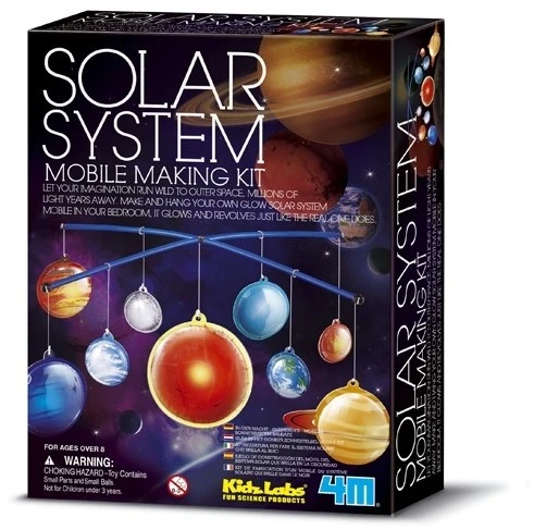 4M KidzLabs: SPACE / BOUWSET ZONNESTELSELMOBIEL GLIM-IN-HET-DONKER, om zelf te Bouwen, met fosforescerende verf, doos 17x22x6cm, 8+ 3 4M KidzLabs: SPACE / BOUWSET ZONNESTELSELMOBIEL GLIM-IN-HET-DONKER, om zelf te Bouwen, met fosforescerende verf, doos 17x22x6cm, 8+