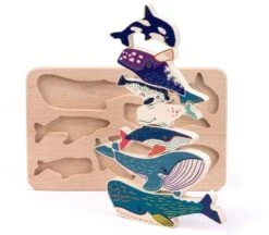 Bajo Holzformen Puzzle - Walfamilie -Djeco Geschaft bajo holzformen puzzle walfamilie 2
