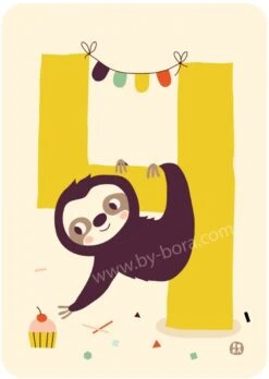 Bora Shop Bora Verjaardagskaart+envelop Sloth 4