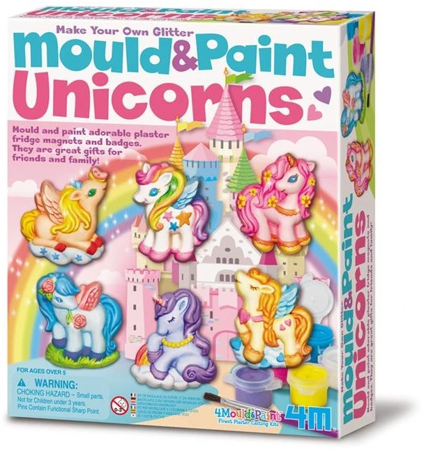 DAM 4M Crea GIPS GUSS UND FUSS: Einhörner Mit Glitzer, Enthält Gussform Mit 6 Figuren, Gips, Farbe, Pinsel, Magnete, Stifte Und Ausführliche Anleitung, Im Karton 18x22x5cm, 5+ 3 DAM 4M Crea GIPS GUSS UND FUSS: Einhörner Mit Glitzer, Enthält Gussform Mit 6 Figuren, Gips, Farbe, Pinsel, Magnete, Stifte Und Ausführliche Anleitung, Im Karton 18x22x5cm, 5+