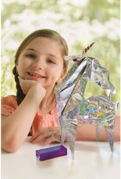 DAM 4M KidzMaker: Origami Einhorn Leuchtend - 30cm -Djeco Geschaft dam 4m kidzmaker origami eenhoorn lichtgevend 30 cm