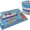 DAM Kratzpuzzle 60tlg: VEERBOOT 60x36cm, In Box Diam.22xH12cm, 4+ -Djeco Geschaft dam kratzpuzzle 60tlg veerboot 60x36cm in box diam22xh12cm 4plus