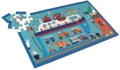 DAM Kratzpuzzle 60tlg: VEERBOOT 60x36cm, In Box Diam.22xH12cm, 4+ -Djeco Geschaft dam kratzpuzzle 60tlg veerboot 60x36cm in box diam22xh12cm 4plus 3