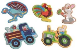 DAM Scratch Puzzle: BEGINNERSPUZZELS - FARM Ca. 13-19cm, Mit 5 Puzzles 3-4-5-6-8 Teile, In Karton, In Box Diam.18xH12cm, 2+ -Djeco Geschaft dam scratch puzzle beginnerspuzzels farm ca 13 19cm mit 5 puzzles 3 4 5 6 8 teile in karton in box diam18xh12cm 2plus 2