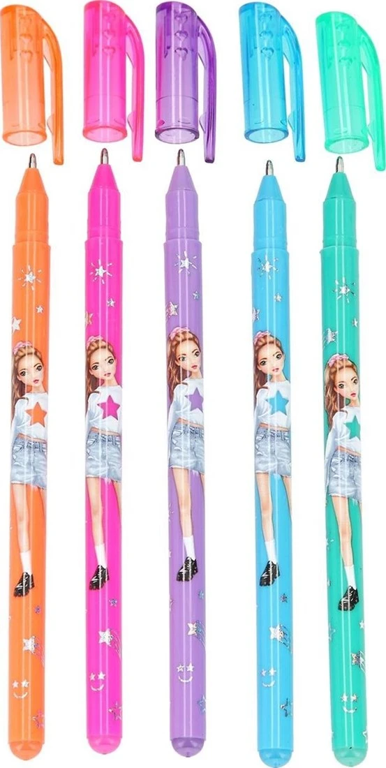 Depesche 5935 TOPModel - Glittergel-Stifte Set, 5 Glitzer-Stifte In Orange, Pink, Lila, Blau Und Grün, Zum Schreiben Und Verzieren 4 Depesche 5935 TOPModel - Glittergel-Stifte Set, 5 Glitzer-Stifte In Orange, Pink, Lila, Blau Und Grün, Zum Schreiben Und Verzieren – Bild 2