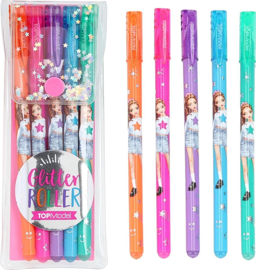 Depesche 5935 TOPModel - Glittergel-Stifte Set, 5 Glitzer-Stifte In Orange, Pink, Lila, Blau Und Grün, Zum Schreiben Und Verzieren 3 Depesche 5935 TOPModel - Glittergel-Stifte Set, 5 Glitzer-Stifte In Orange, Pink, Lila, Blau Und Grün, Zum Schreiben Und Verzieren