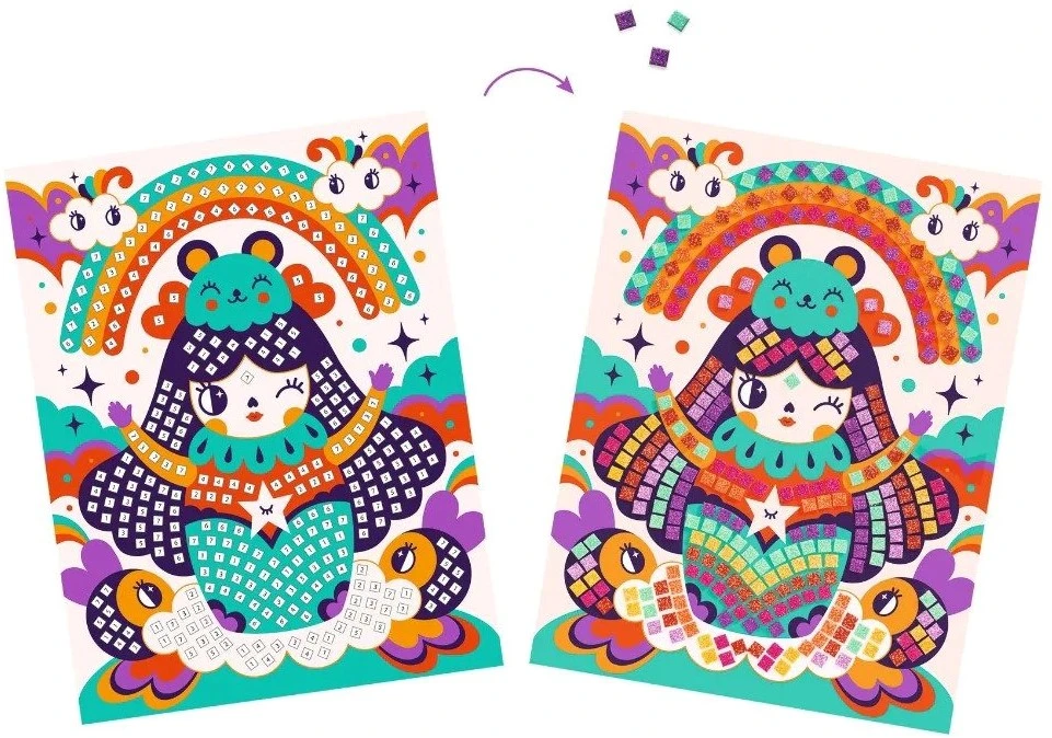 Djeco Bastelset Mosaik Kokeshis 4 Djeco Bastelset Mosaik Kokeshis – Bild 2