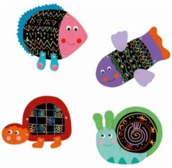 Djeco DJ09094 Cuadros Para Rascar Los Animalitos Formen Und Farben