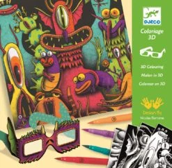 Djeco Kreativ Set Funny Freaks Malset Mit 3D Brille Ab 7 Jahren