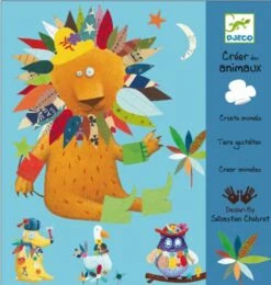 Djeco Kreativ Set Sticker Create Animals Mit 4 Vorlagen Tierischen Aufklebern