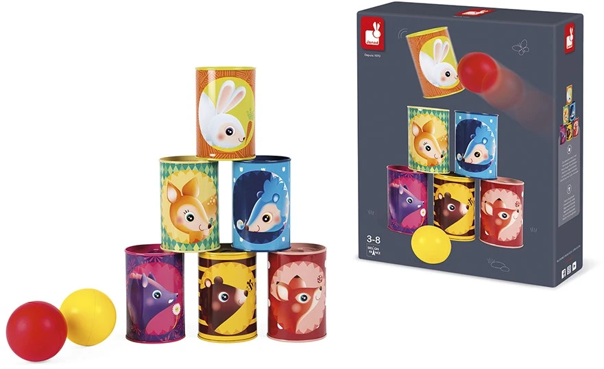 Janod Dosenwerf-Spiel "Waldbewohner" Mit Aluminium-Dosen 6 Stück 4 Janod Dosenwerf-Spiel "Waldbewohner" Mit Aluminium-Dosen 6 Stück – Bild 2