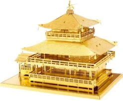 Fascinations MMS090G - Metal Earth 502577 - Kinkaku-ji (Goldenes Modell), Lasergeschnittener 3D-Konstruktionsbausatz, 3 Metallplatinen, Ab 14 Jahren
