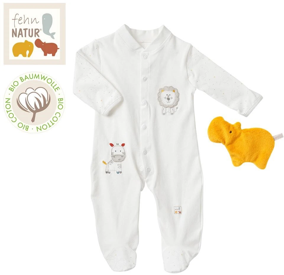 Fehn 056471 Schlafanzug FehnNATUR – Baby-Pyjama Set Mit Strampler & Spieltier Aus Bio-Baumwolle Für Babys Von 0-3 Monaten – Größe: 62 3 Fehn 056471 Schlafanzug FehnNATUR – Baby-Pyjama Set Mit Strampler & Spieltier Aus Bio-Baumwolle Für Babys Von 0-3 Monaten – Größe: 62