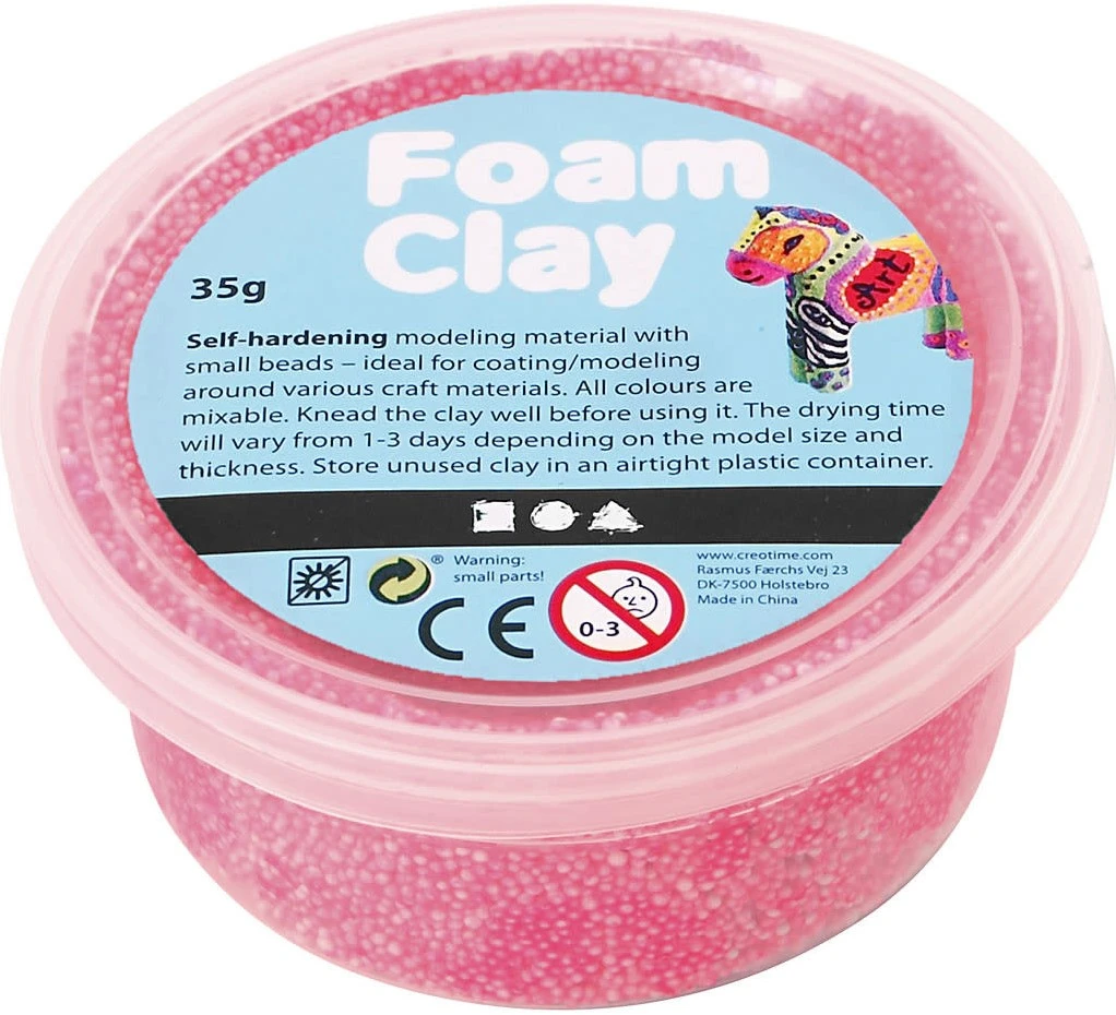 Foam Clay, Neon Pink, 35 Gr/ 1 Box 3 Foam Clay, Neon Pink, 35 Gr/ 1 Box