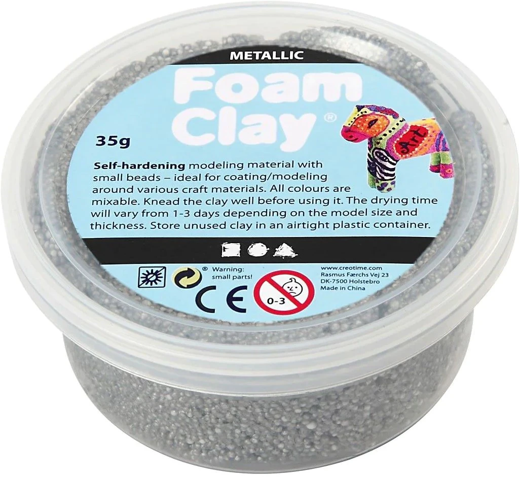 Foam Clay, Silber, Metallisch, 35 Gr/ 1 Box 3 Foam Clay, Silber, Metallisch, 35 Gr/ 1 Box