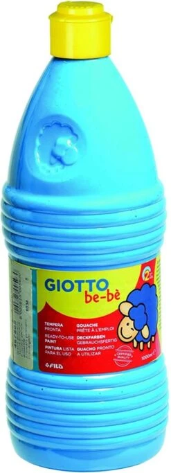GIOTTO Be-bè Temperafarbe, Malfertige Farben, Für Kinder Ab 2, 1000 Ml - Cyan Blau