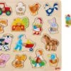 Goki Holzknopfpuzzle Bauernhof - 15 Teile -Djeco Geschaft goki holzknopfpuzzle bauernhof 15 teile