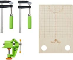 HABA 306012 - Terra Kids Schraubstock & Schraubzwingen, Werkzeug Ab