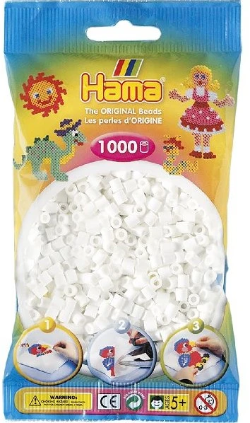 Hama 207-01 Beutel 1000 Perlen Weiß 3 Hama 207-01 Beutel 1000 Perlen Weiß