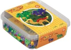 Hama Perlen 8742 Box Dinosaurier Mit Ca. 600 Bunten Maxi Bügelperlen Mit Durchmesser 10 Mm, Stiftplatte In Transparent, Inkl. Bügelpapier, Kreativer Bastelspaß Für Groß Und Klein