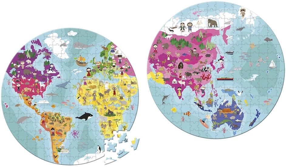 Janod - 208-teiliges Kinderpuzzle Welt - Beidseitig - Lernspiel Geografie - Entwicklung Von Feinmotorik Und Konzentration - Ab 7 Jahren, J02655 3 Janod - 208-teiliges Kinderpuzzle Welt - Beidseitig - Lernspiel Geografie - Entwicklung Von Feinmotorik Und Konzentration - Ab 7 Jahren, J02655