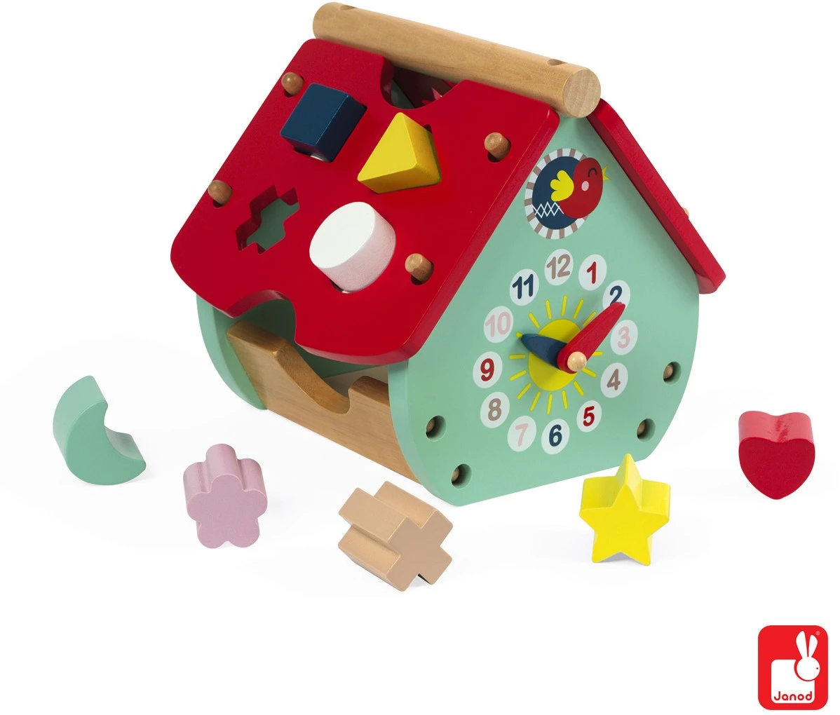Janod - Baby Forest Formen-Steckspiel Aus Holz, Haus, Bausteine, Frühes Alter Und Lernspielzeug, Zum Erlernen Von Farben Und Feinmotorischen Fähigkeiten, Ab 18 Monaten, J08008 4 Janod - Baby Forest Formen-Steckspiel Aus Holz, Haus, Bausteine, Frühes Alter Und Lernspielzeug, Zum Erlernen Von Farben Und Feinmotorischen Fähigkeiten, Ab 18 Monaten, J08008 – Bild 2