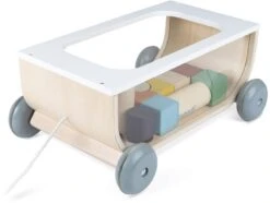 Janod - Bauklötzchen-Wagen Aus Holz - Sweet Cocoon Kollektion - Baby- Und Kleinkindspielzeug Farbe Auf Wasserbasis - Spielzeug Zum Ziehen - Laufen Lernen - Ab 18 Monaten, J04407
