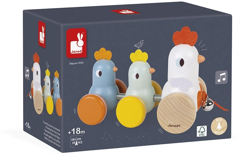 Janod - Henne Mit Küken Zum Ziehen Aus Holz - Nachziehspielzeug - Frühes Lernen Für Kleinkinder - Leise Rollen - Fördert Motorik Und Fantasie - FSC-zertifiziert - Ab 18 Monaten, J08259 4 Janod - Henne Mit Küken Zum Ziehen Aus Holz - Nachziehspielzeug - Frühes Lernen Für Kleinkinder - Leise Rollen - Fördert Motorik Und Fantasie - FSC-zertifiziert - Ab 18 Monaten, J08259 – Bild 2