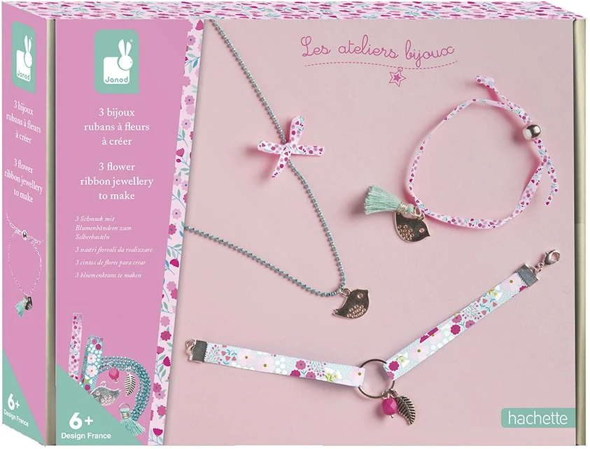 Janod J07928 Herstellen Von 3 Blumen-Schmuckbändern-Les Ateliers Bijoux-Set Für Kreative Freizeitbeschäftigungen Für Kinder-Entwicklung Von Feinmotorik Und Kreativität-Ab 6 Jahren 3 Janod J07928 Herstellen Von 3 Blumen-Schmuckbändern-Les Ateliers Bijoux-Set Für Kreative Freizeitbeschäftigungen Für Kinder-Entwicklung Von Feinmotorik Und Kreativität-Ab 6 Jahren