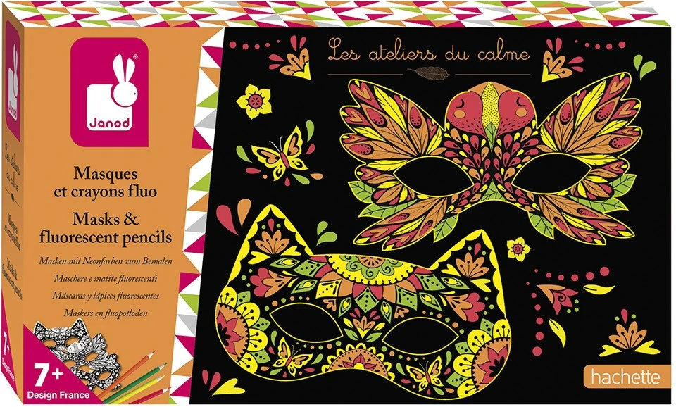 Janod J07944 Masken Und Neonstiften-Les Ateliers Du Calme-Set Für Kreative Freizeitbeschäftigungen Für Kinder-Entwicklung Von Feinmotorik Und Kreativität-Ab 7 Jahren 3 Janod J07944 Masken Und Neonstiften-Les Ateliers Du Calme-Set Für Kreative Freizeitbeschäftigungen Für Kinder-Entwicklung Von Feinmotorik Und Kreativität-Ab 7 Jahren