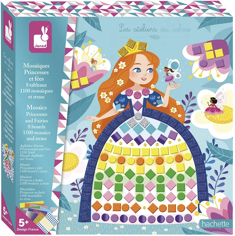 Janod J07962 Mosaik Prinzessinnen Und Feen-Les Ateliers Du Calme-Set Für Kreative Freizeitbeschäftigungen Kinder-Entwicklung Von Feinmotorik Und Konzentration-Ab 5 Jahren 3 Janod J07962 Mosaik Prinzessinnen Und Feen-Les Ateliers Du Calme-Set Für Kreative Freizeitbeschäftigungen Kinder-Entwicklung Von Feinmotorik Und Konzentration-Ab 5 Jahren