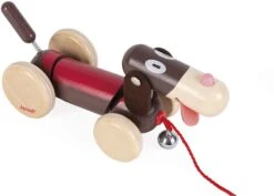 Janod J08258 Hund Massivholz-Spielzeug Zum Ziehen-Baby-und Kleinkindspielzeug-Leise Räder-Entwicklung Von Motorik Und Fantasie-FSC-Zertifiziert-Ab 18 Monaten