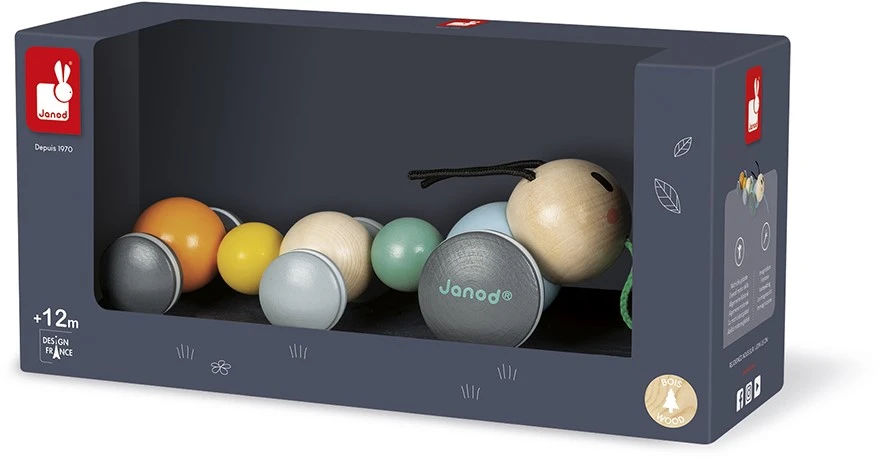 Janod - Nachzieh-Raupe Aus Holz - Kollektion Sweet Cocoon - Baby- Und Kleinkindspielzeug Farbe Auf Wasserbasis - Spielzeug Zum Ziehen - Laufen Lernen - Ab 1 Jahr, J04420 4 Janod - Nachzieh-Raupe Aus Holz - Kollektion Sweet Cocoon - Baby- Und Kleinkindspielzeug Farbe Auf Wasserbasis - Spielzeug Zum Ziehen - Laufen Lernen - Ab 1 Jahr, J04420 – Bild 2
