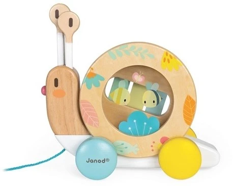 Janod - Pure Nachziehtier Schnecke - Holzspielzeug Mit Xylophon Und Tamburin - Musikalisches Montessori Lernspielzeug - Wasserbasierte Farben - Baby Spielzeug Ab 1 Jahr, J05159 3 Janod - Pure Nachziehtier Schnecke - Holzspielzeug Mit Xylophon Und Tamburin - Musikalisches Montessori Lernspielzeug - Wasserbasierte Farben - Baby Spielzeug Ab 1 Jahr, J05159