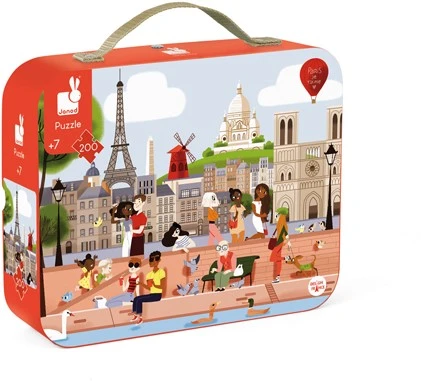 Janod Puzzle Enfant Paris 200 Teile-Lernspiel-Entwicklung Von Feinmotorik Und Konzentration-Koffer Mit Griff-Ab 7 Jahren, J02612 3 Janod Puzzle Enfant Paris 200 Teile-Lernspiel-Entwicklung Von Feinmotorik Und Konzentration-Koffer Mit Griff-Ab 7 Jahren, J02612