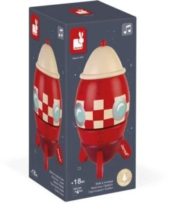 Janod - Raketen-Spieldose Aus Holz - Kinderzimmer-Deko - Ab 18 Monaten, J04675 -Djeco Geschaft janod raketen spieldose aus holz kinderzimmer deko ab 18 monaten j04675 2