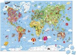 Janod - Riesen-Kinderpuzzle Welt 300 Teile - Lernspiel - Entwicklung Von Feinmotorik Und Konzentration - Ab 7 Jahren, J02656