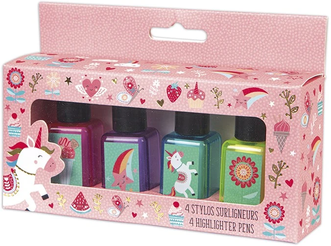 Janod - Set Mit 4 Mini-Textmarkern Thema Einhorn - Nagellack-Form - Ab 7 Jahren, J07861 4 Janod - Set Mit 4 Mini-Textmarkern Thema Einhorn - Nagellack-Form - Ab 7 Jahren, J07861 – Bild 2