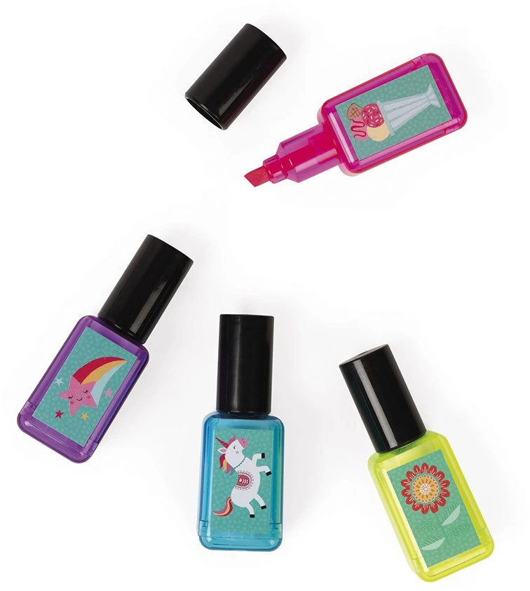 Janod - Set Mit 4 Mini-Textmarkern Thema Einhorn - Nagellack-Form - Ab 7 Jahren, J07861 3 Janod - Set Mit 4 Mini-Textmarkern Thema Einhorn - Nagellack-Form - Ab 7 Jahren, J07861