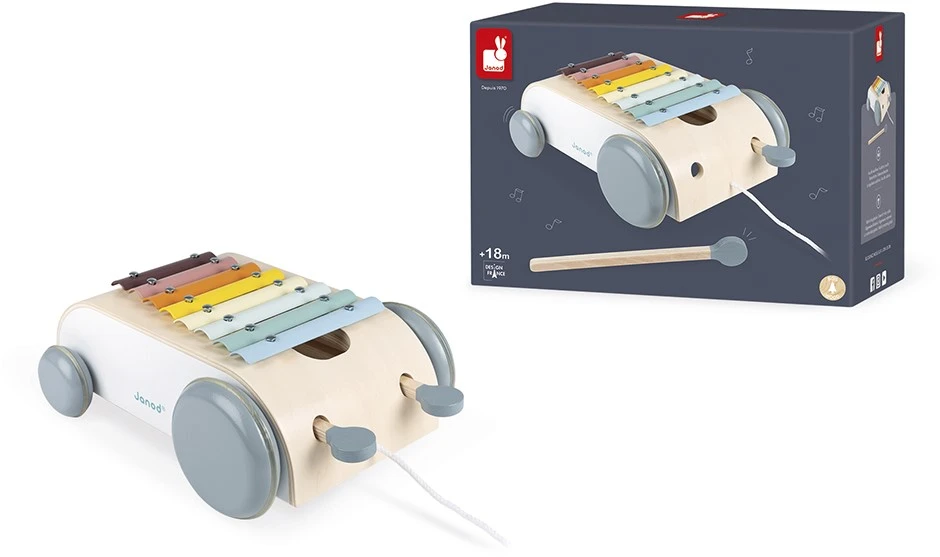 Janod - Xylo Roller Aus Holz - Sweet Cocoon Kollektion - Musikalisches Kleinkindspielzeug Farbe Auf Wasserbasis - Spielzeug Zum Ziehen - Ab 18 Monaten, J04406 4 Janod - Xylo Roller Aus Holz - Sweet Cocoon Kollektion - Musikalisches Kleinkindspielzeug Farbe Auf Wasserbasis - Spielzeug Zum Ziehen - Ab 18 Monaten, J04406 – Bild 2