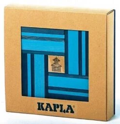 Micki KAPLA 9000105 Holzplättchen 40er Box Blau + Buch -Djeco Geschaft kapla 9000105 holzplaettchen 40er box blau plus buch 2