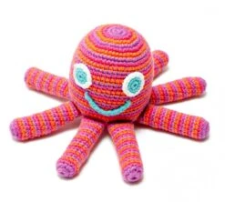 Kieselstein Bio-Rassel - Octopus Pink -Djeco Geschaft kieselstein bio rassel octopus pink 2