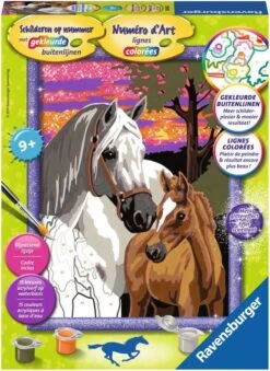 Lobcede Schilderen Op Nummer Serie Paarden Zonsondergang