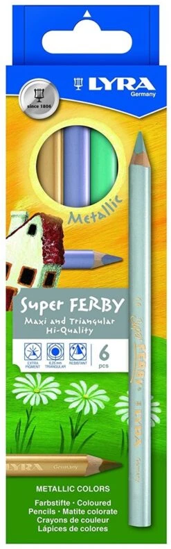 LYRA 3721062 Super Ferby Metallic Kartonetui Mit 6 Farbstiften, Farbig Sortiert