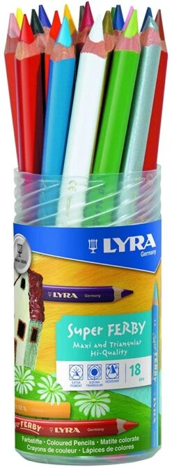 LYRA 3723182 Super Ferby Verschließbare Runddose Mit 18 Farbstiften, Sortiert