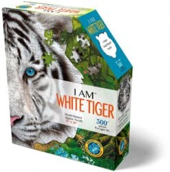 Madd Capp I AM 300 Puzzle: WHITE TIGER 40.64x40.64cm, 300pcs, In Doos 18.42x21.91x5.72cm, Madd Capp Puzzle, 10+