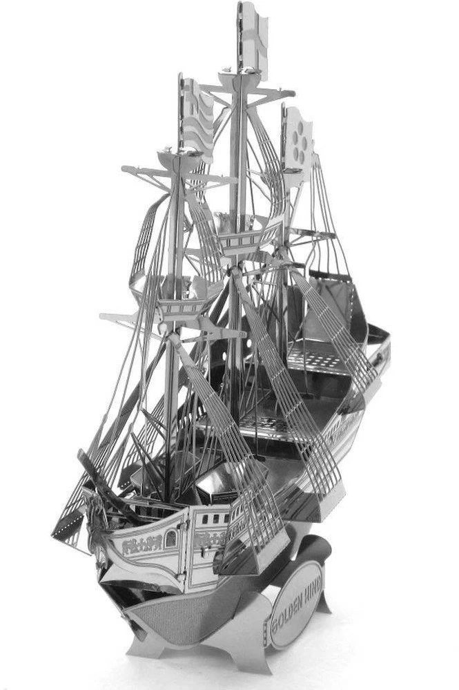 Metal Earth MMS049 Golden Hind Lasergeschnittener 3D-Konstruktionsbausatz, 2 Metallplatinen, Ab 14 Jahren 4 Metal Earth MMS049 Golden Hind Lasergeschnittener 3D-Konstruktionsbausatz, 2 Metallplatinen, Ab 14 Jahren – Bild 2