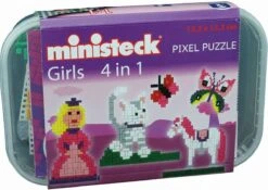 Ministeck 32578 - Mosaikbild Girls 4in1, Mädchenmotive, Steckplatte, Ca. 500 Teile In Wiederverwendbarer Box, Ideales Geschenk Für Kreatives Spielen