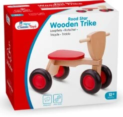 New Classic Toys® Neu Classic Toys Road Star Holz 4-Rad-Balance Fahrrad - Rot -Djeco Geschaft new classic toys road star houten 4 wieler loopfiets rood